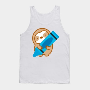 Cute Blue Crayon Sloth Tank Top